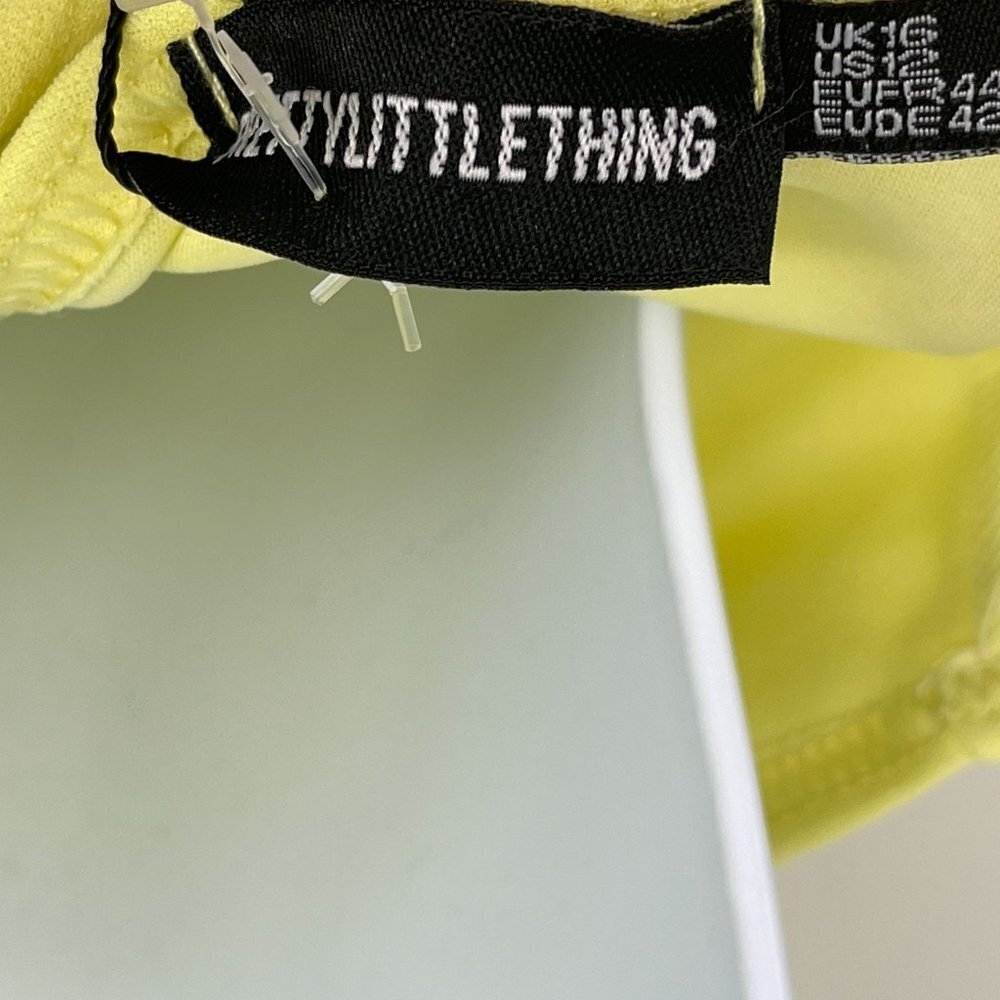 PrettyLittleThing Light Lime One Shoulder Maxi Gown Dress Back Slit Crepe - Picture 9 of 10